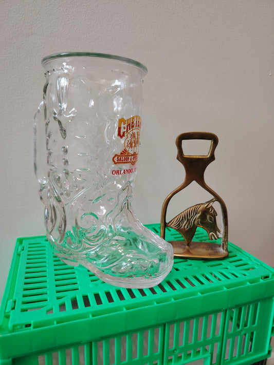 Vintage 80's Cheyenne Saloon Cowboy Boot Glass