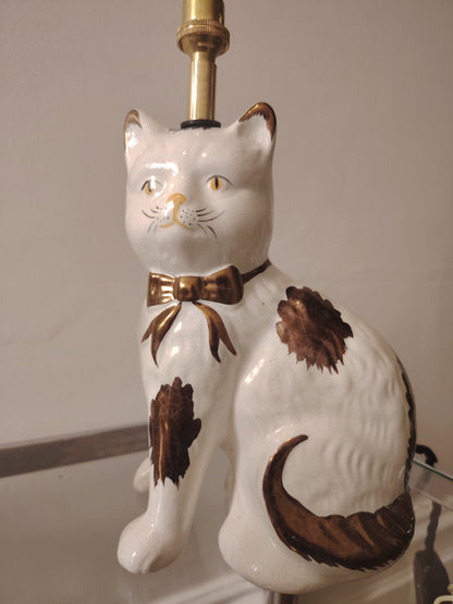 Pair of Vintage Mantle Cat upcycled lamps