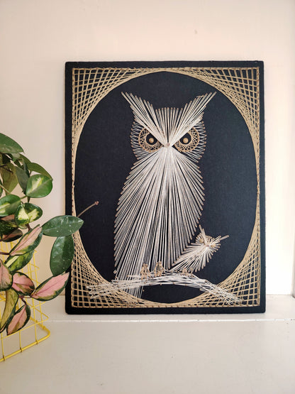 Vintage 70's Owl and Owlet String Art