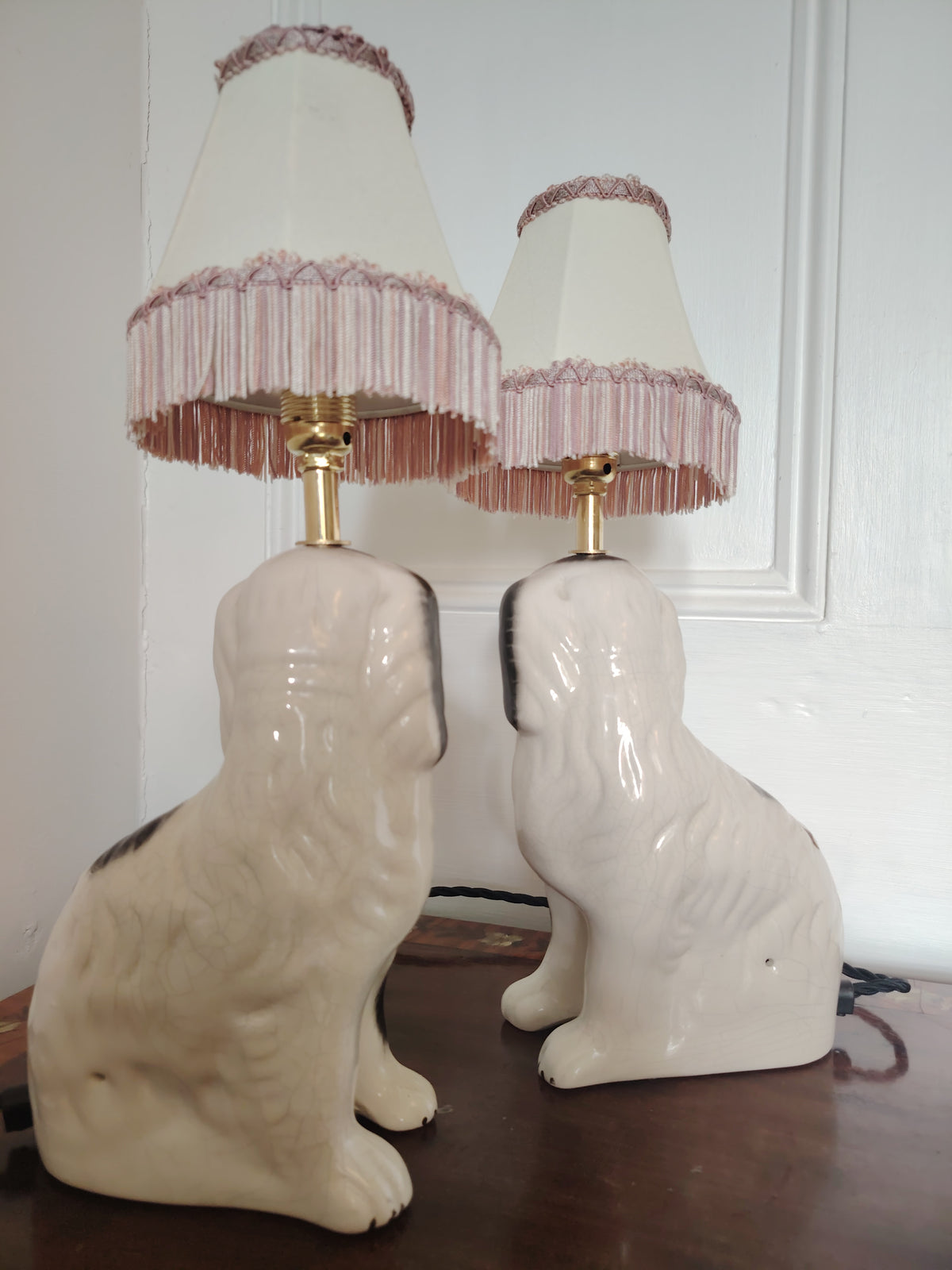 Pair of Vintage Reworked Pot Dog Lamps