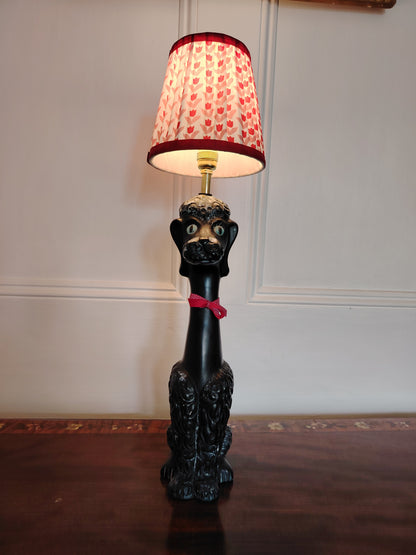 Upcycled 1950's Hand Painted Poodle Lamp