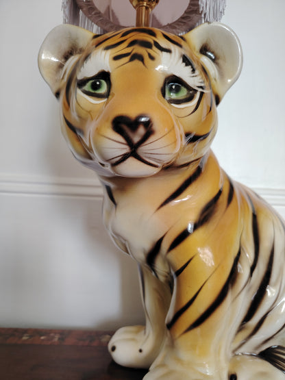 Large Reworked Mid Century Tiger Cub lamp