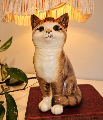 Vintage Reworked Small Tabby Cat Lamp