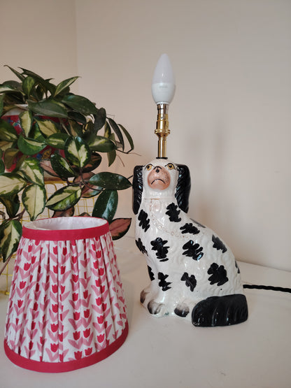 Vintage Upcycled Black and White Pot Dog Lamp