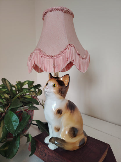 Vintage Reworked Small Calico Cat Lamp ✨