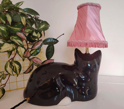 Large Black and White "Just Cats" Upcycled Cat Lamp