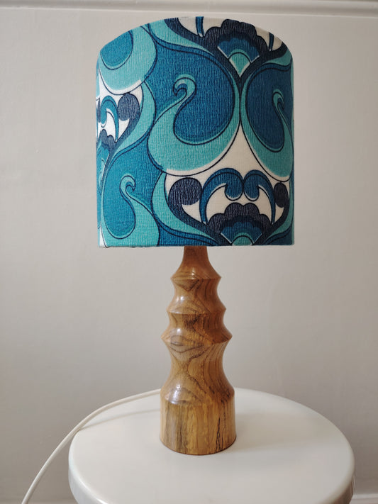 Vintage Turned Wood Lamp with Shade