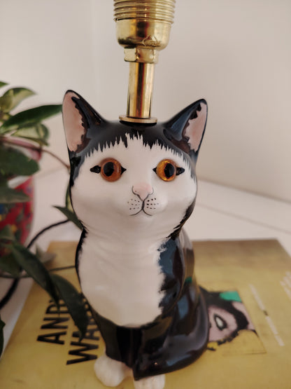 Vintage Reworked Small Tuxedo Kitten Lamp