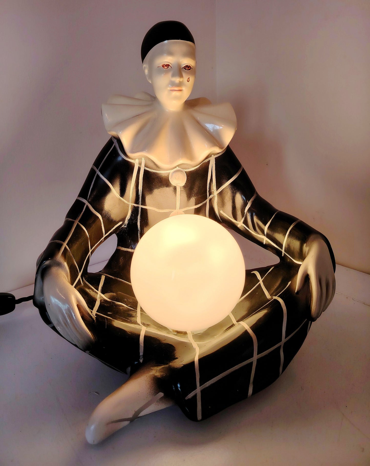 Large 1950's Pierrot Clown Lamp
