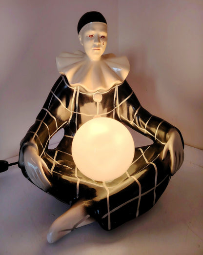 Large 1950's Pierrot Clown Lamp