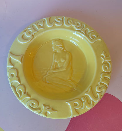 Yellow Carlsberg Nude Lady Ashtray