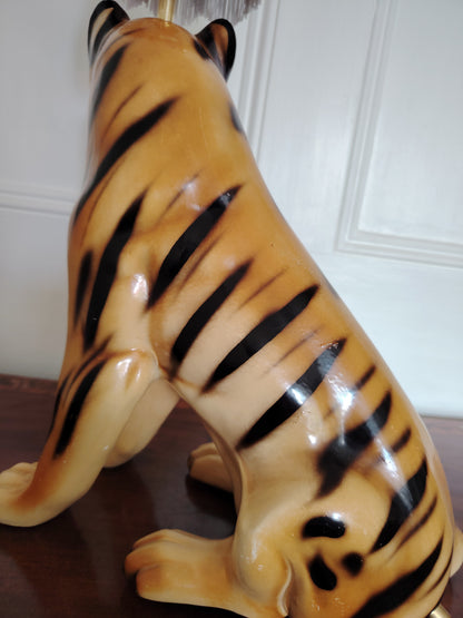 Large Reworked Mid Century Tiger lamp
