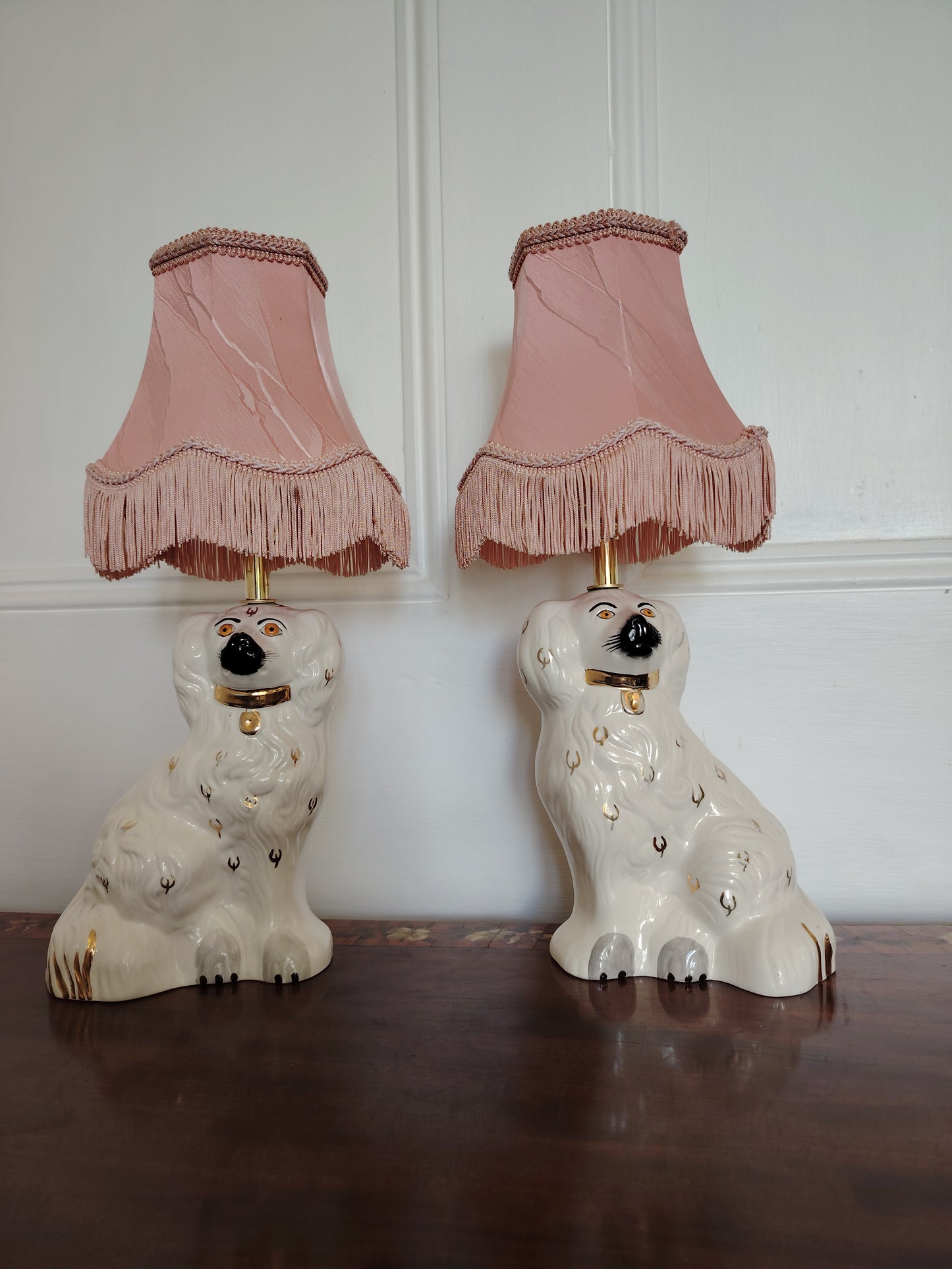 Pair of Vintage Reworked Beswick Pot Dog Lamps