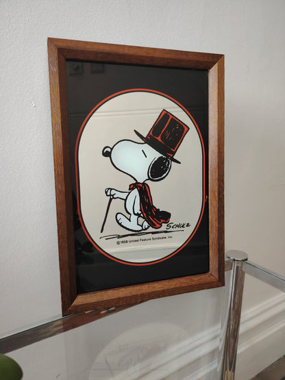 Rare Vintage 1960's Snoopy "The Gentleman" Picture Mirror