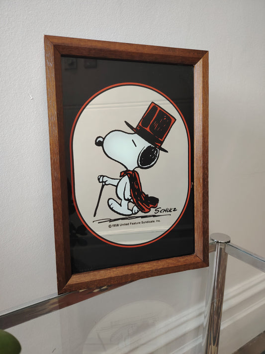 Rare Vintage 1960's Snoopy "The Gentleman" Picture Mirror