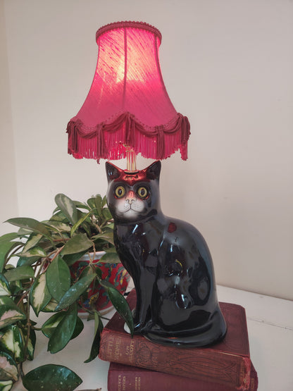 Vintage Reworked Black Cat Lamp 🐈‍⬛