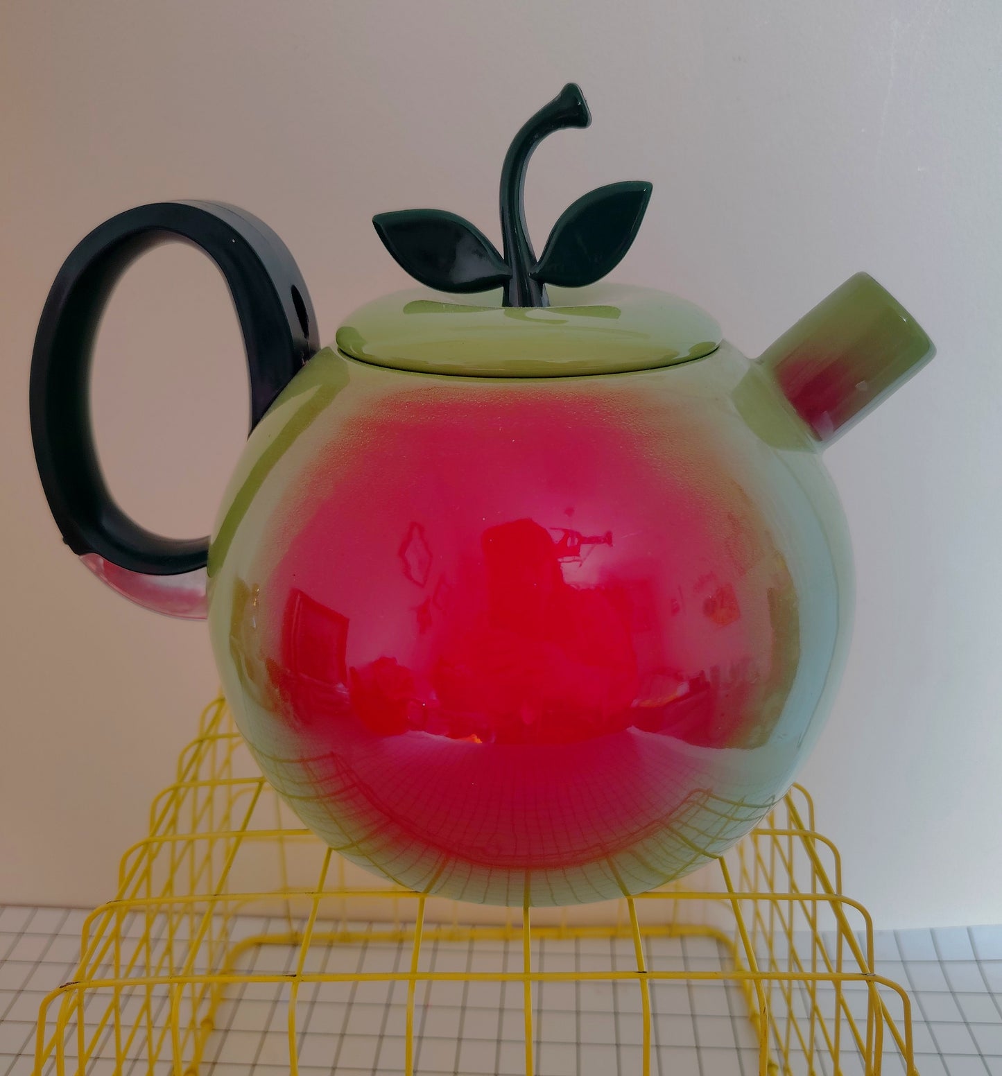 Vintage 80's Apple Enamel Teapot/ Kettle