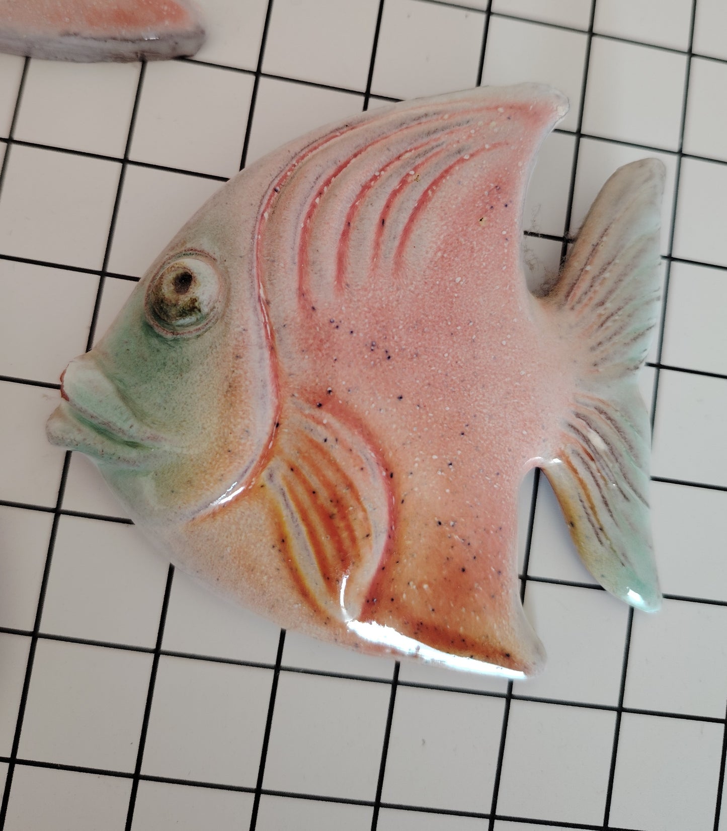 Trio of Vintage Pastel Fish Wall Hangings