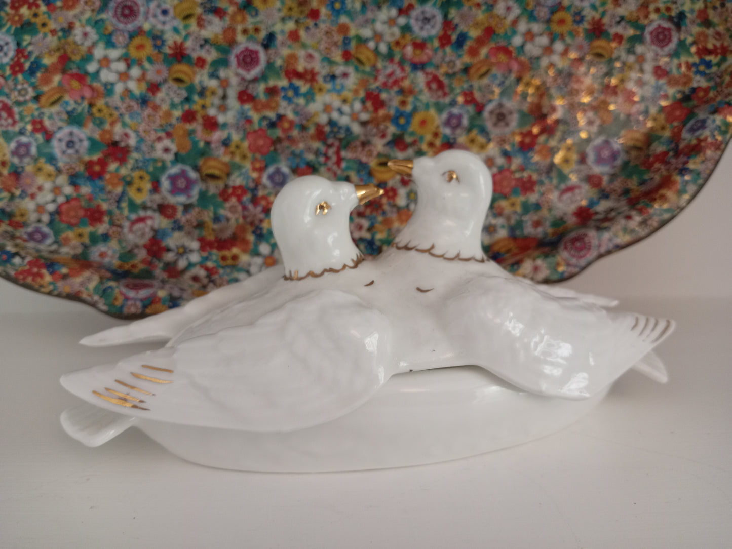 Vintage Doves Trinket Pot