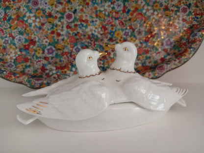 Vintage Doves Trinket Pot