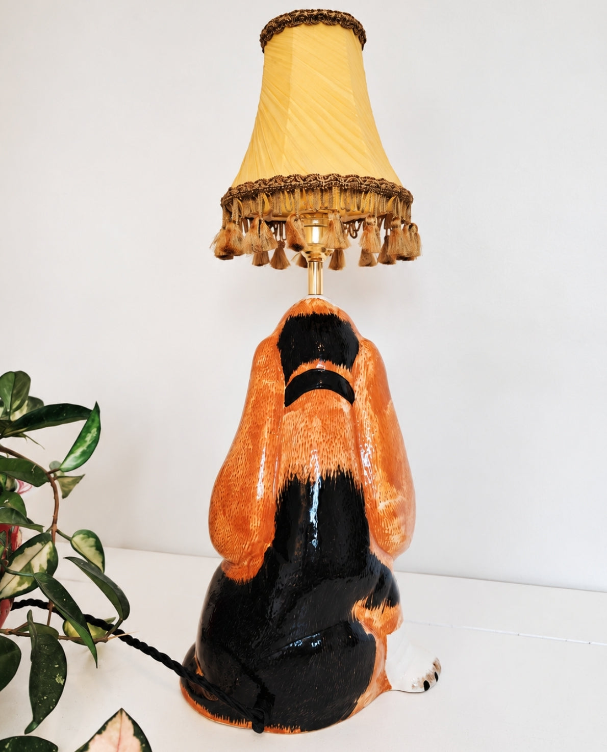 Vintage Large Reworked Bassett Hound Lamp