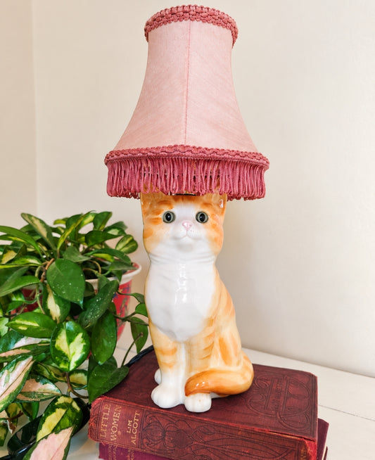 Vintage Reworked Small Ginger Cat Lamp