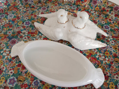 Vintage Doves Trinket Pot