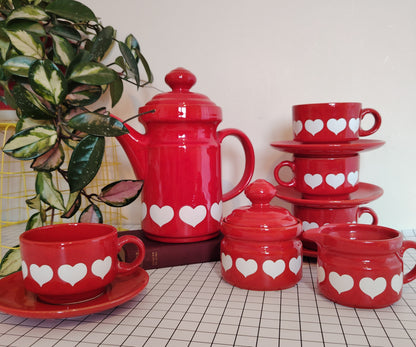 Vintage 70's Rare Waesterbach Heart Design Tea/ Coffee Set