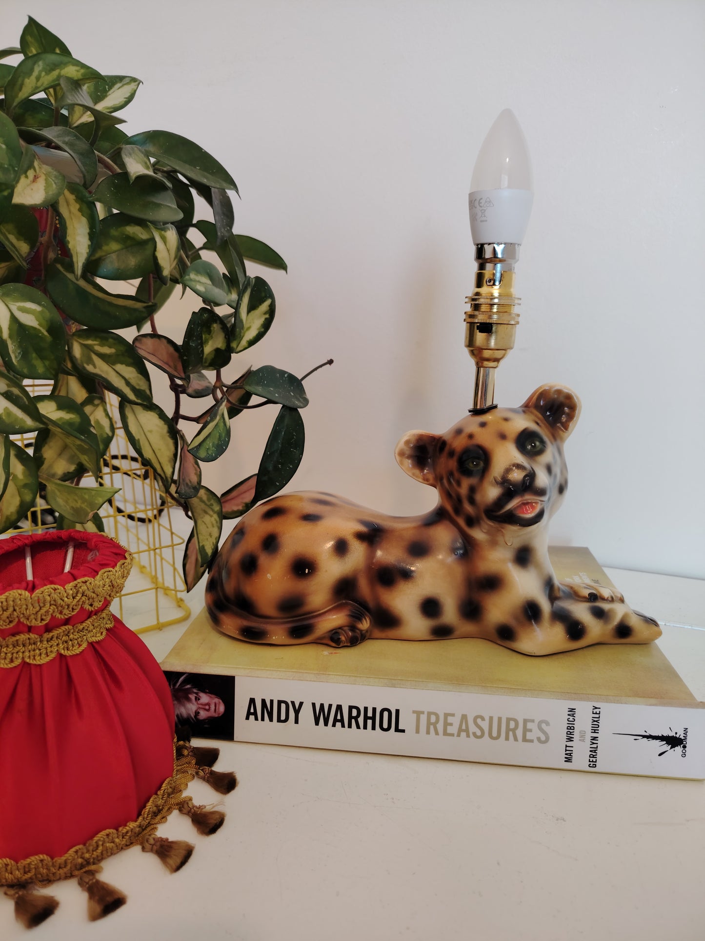 Upcycled Lying Leopard Cub Lamp
