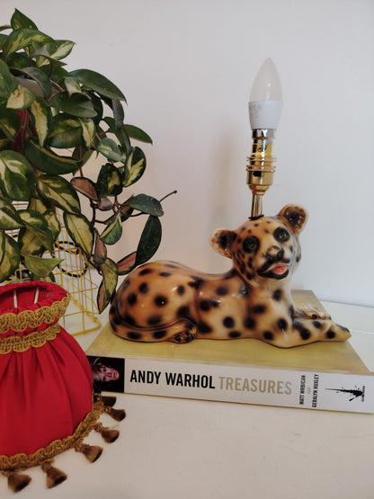 Upcycled Lying Leopard Cub Lamp