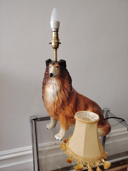 Vintage upcycled Collie Dog Lamp