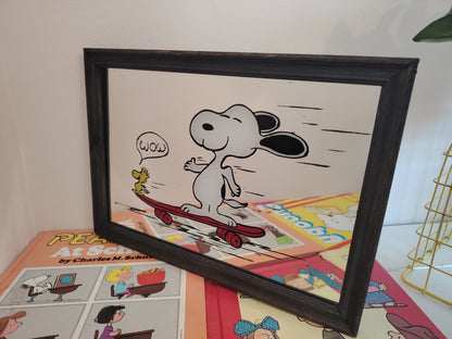 Vintage Snoopy and Woodstock Skate Board Mirror