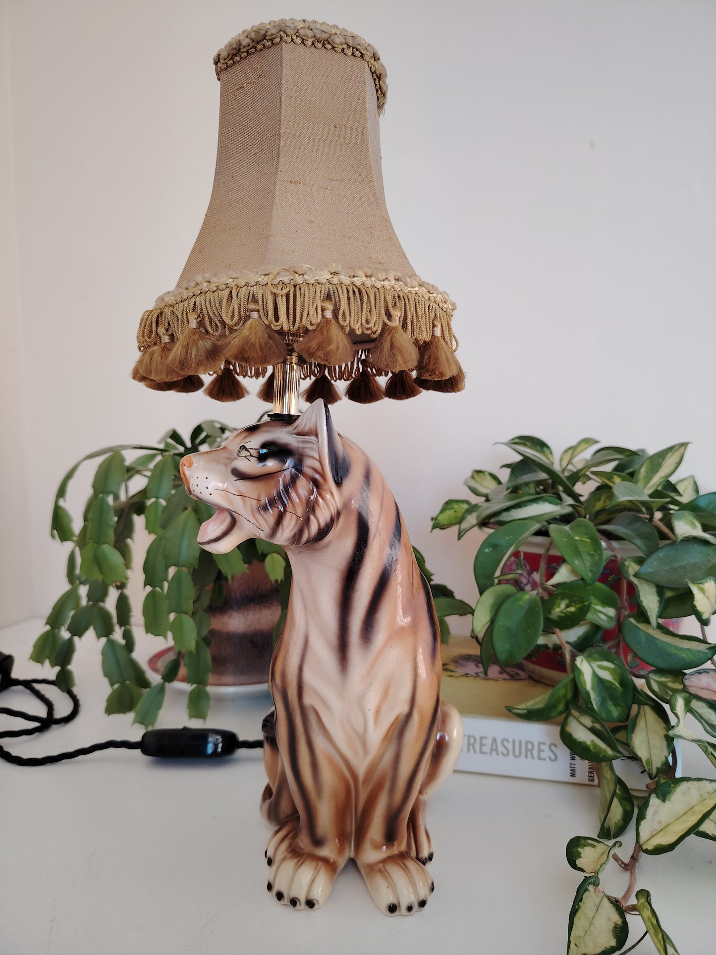 Upcycled Vintage Tiger lamp