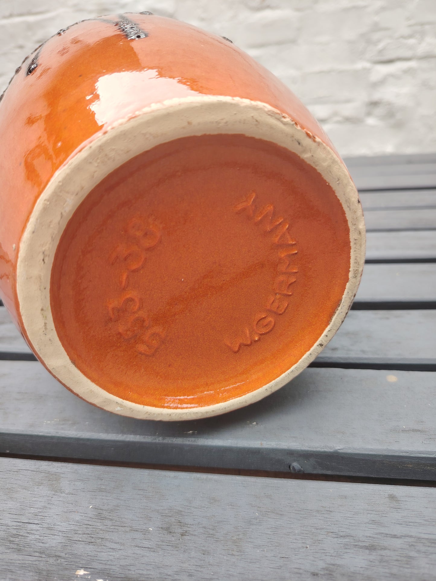 Large Vintage Scheurich Fat Lava Orange and Brown Floor Vase
