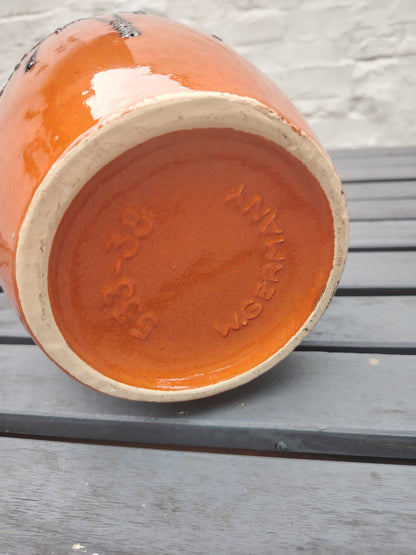 Large Vintage Scheurich Fat Lava Orange and Brown Floor Vase