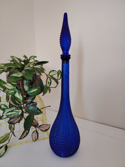 Vintage Cobalt Blue Diamond Cut Empoli Bottle