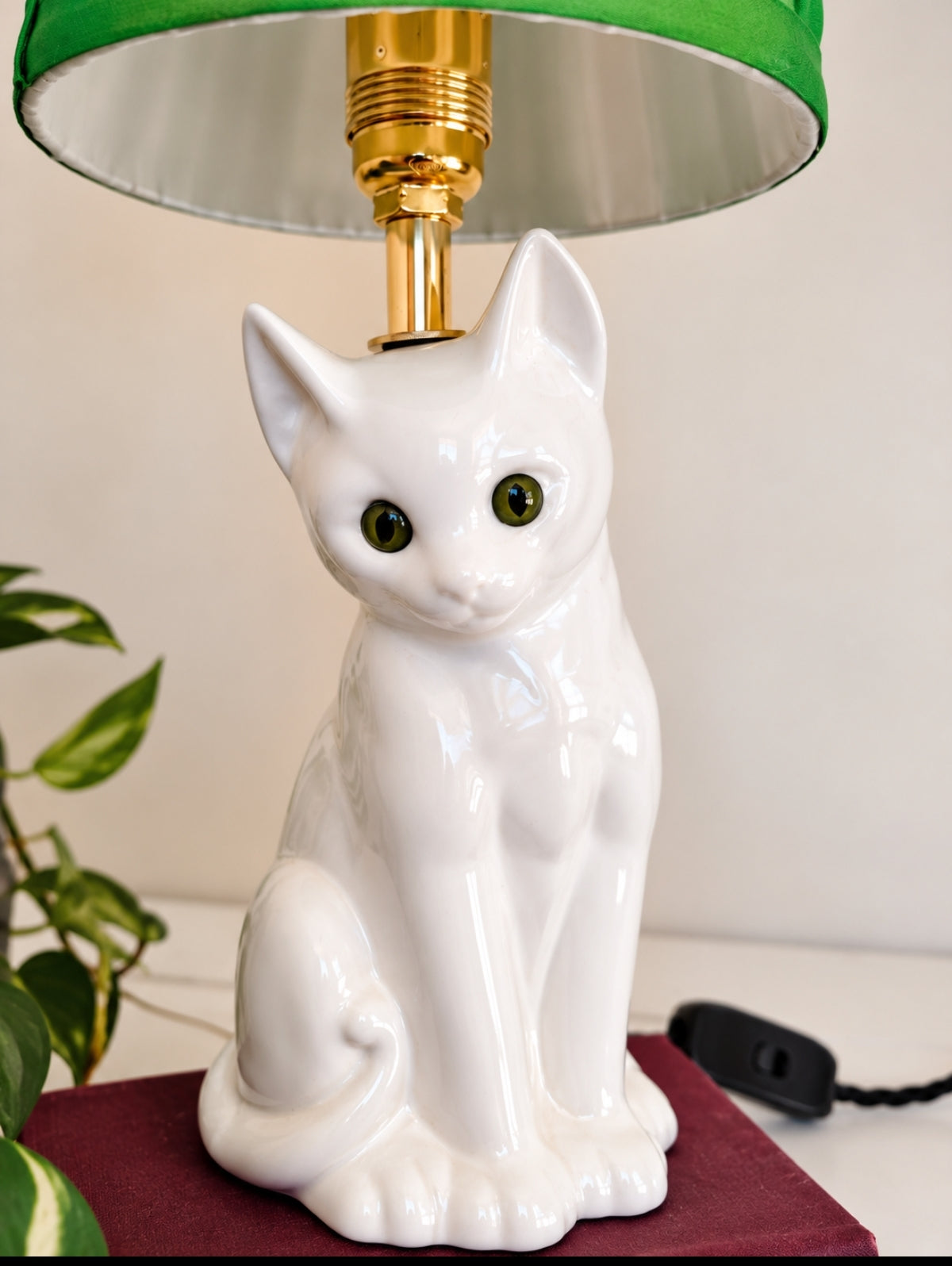 Vintage Reworked White Cat Lamp