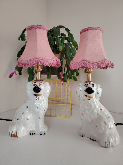 Pair of Antique Wally Dog upcycled lamps