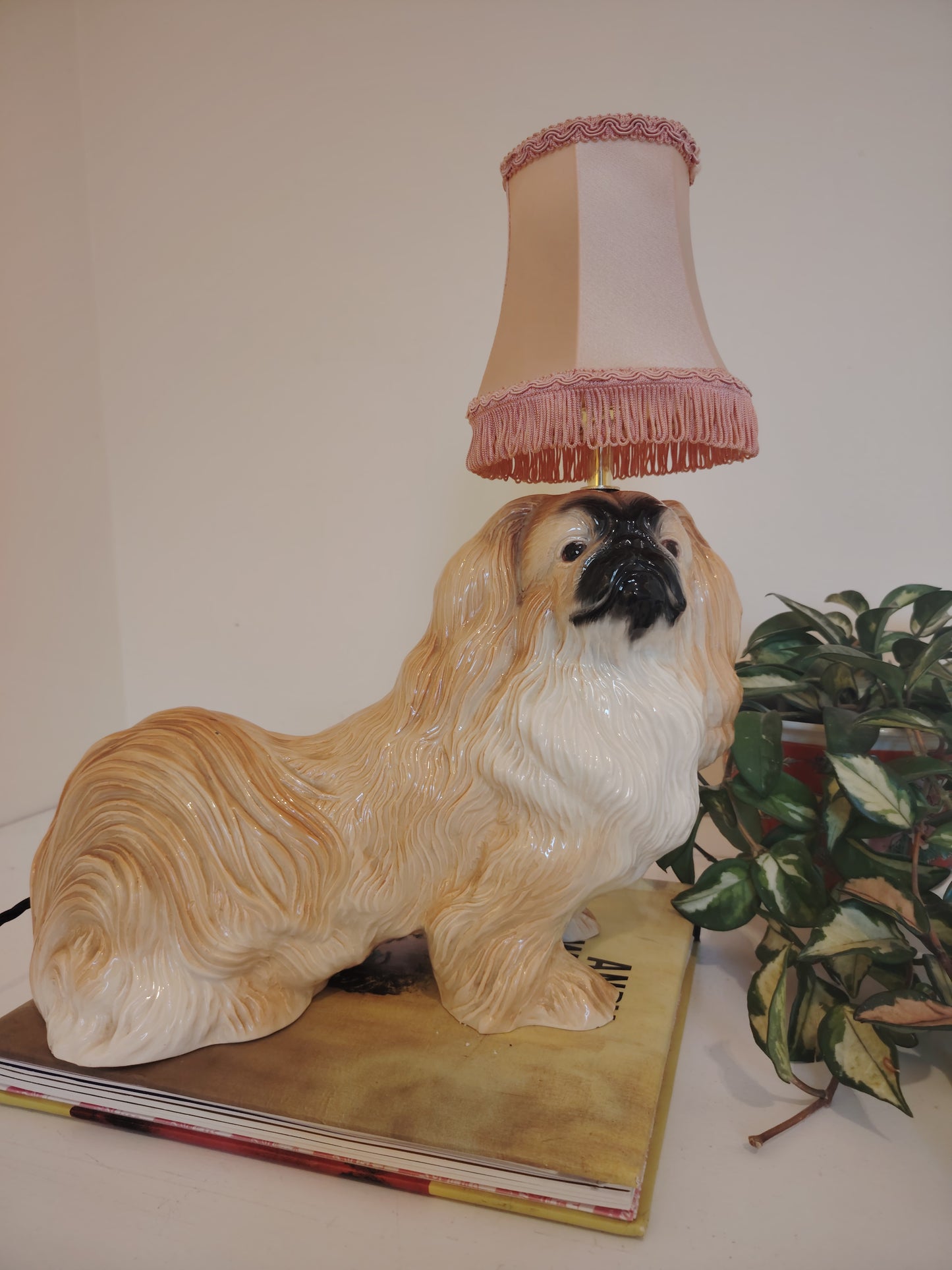 Reworked Vintage Large Pekignese Dog Lamp