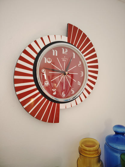 Retro Style Red and White By Royale Wall Clock