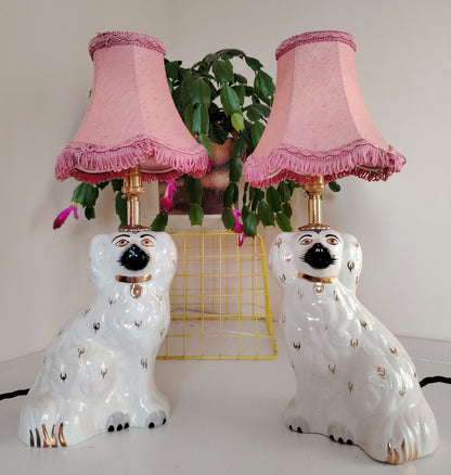 Pair of Antique Wally Dog upcycled lamps