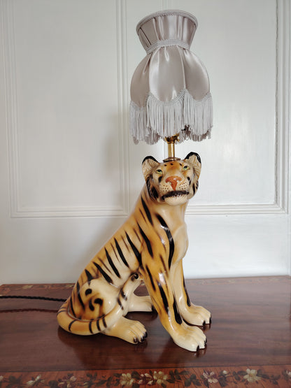 Large Reworked Mid Century Tiger lamp