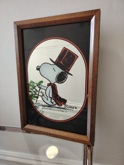 Rare Vintage 1960's Snoopy "The Gentleman" Picture Mirror