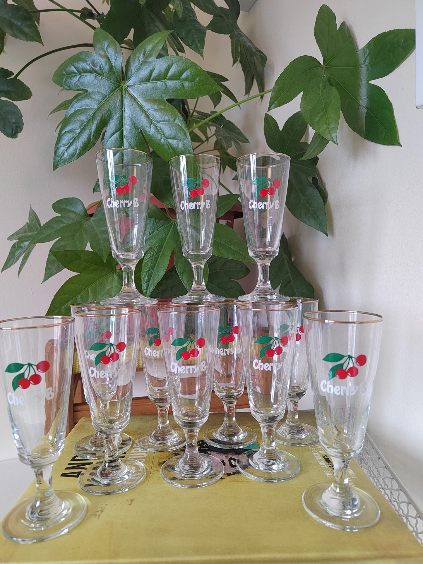 Vintage Cherry B Flute Glasses, listing for 6