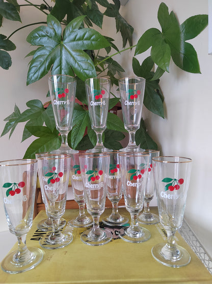 Vintage Cherry B Flute Glasses, listing for 6