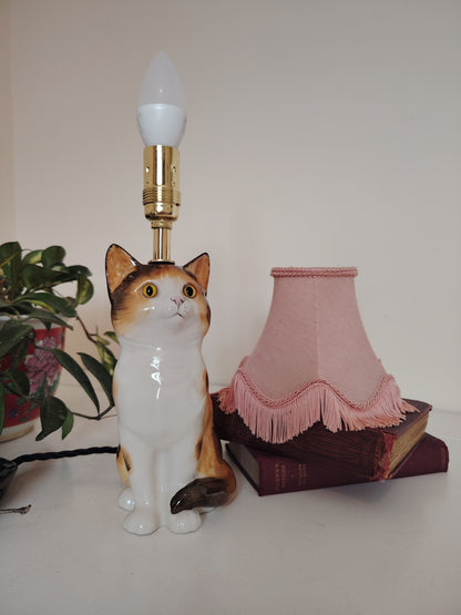 Vintage Reworked Small Calico Cat Lamp ✨