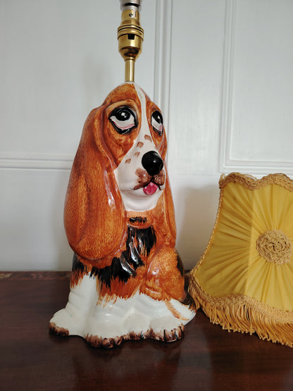 Vintage Large Reworked Bassett Hound Lamp