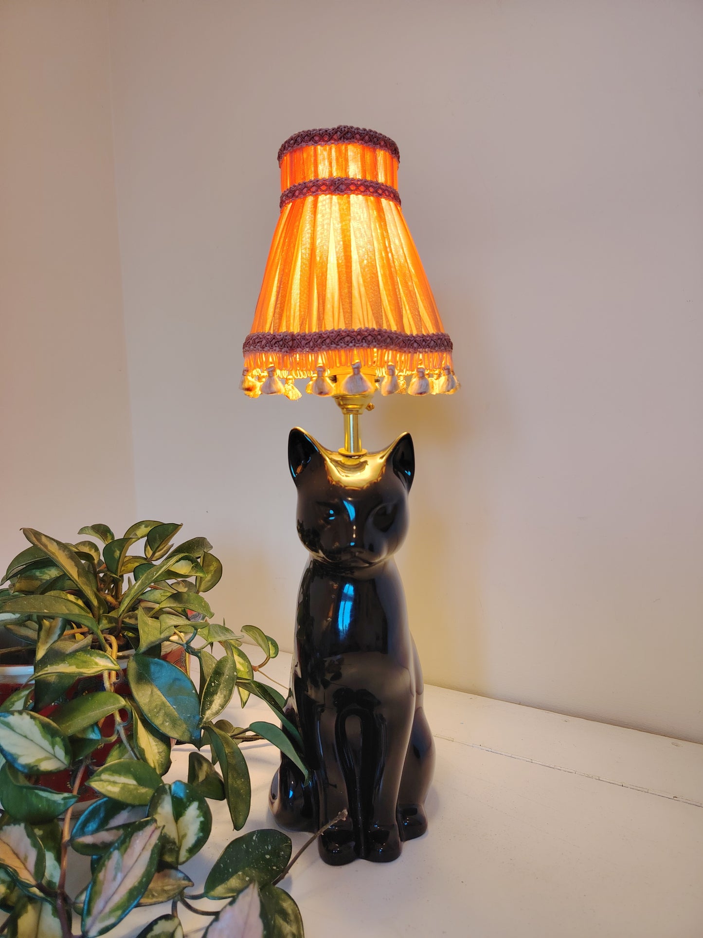 Vintage Reworked Black Cat Lamp 💕 🐈‍⬛