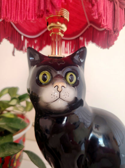 Vintage Reworked Black Cat Lamp 🐈‍⬛