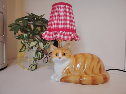Large Ginger and White "Just Cats" Upcycled Cat Lamp